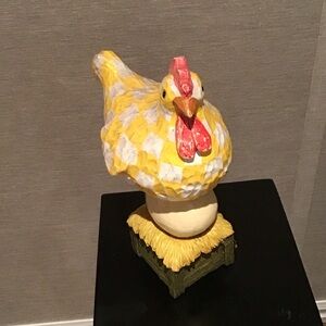 Handcrafted Yellow Hen Figurine Decorative Sculpture - Unbranded